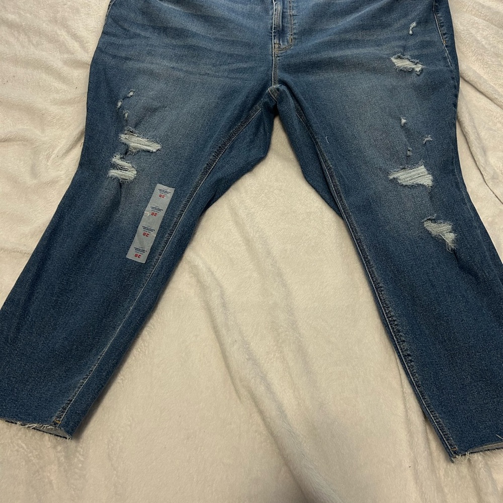 Old Navy Women's Distressed Boyfriend Jeans -‎ Dark Blue
